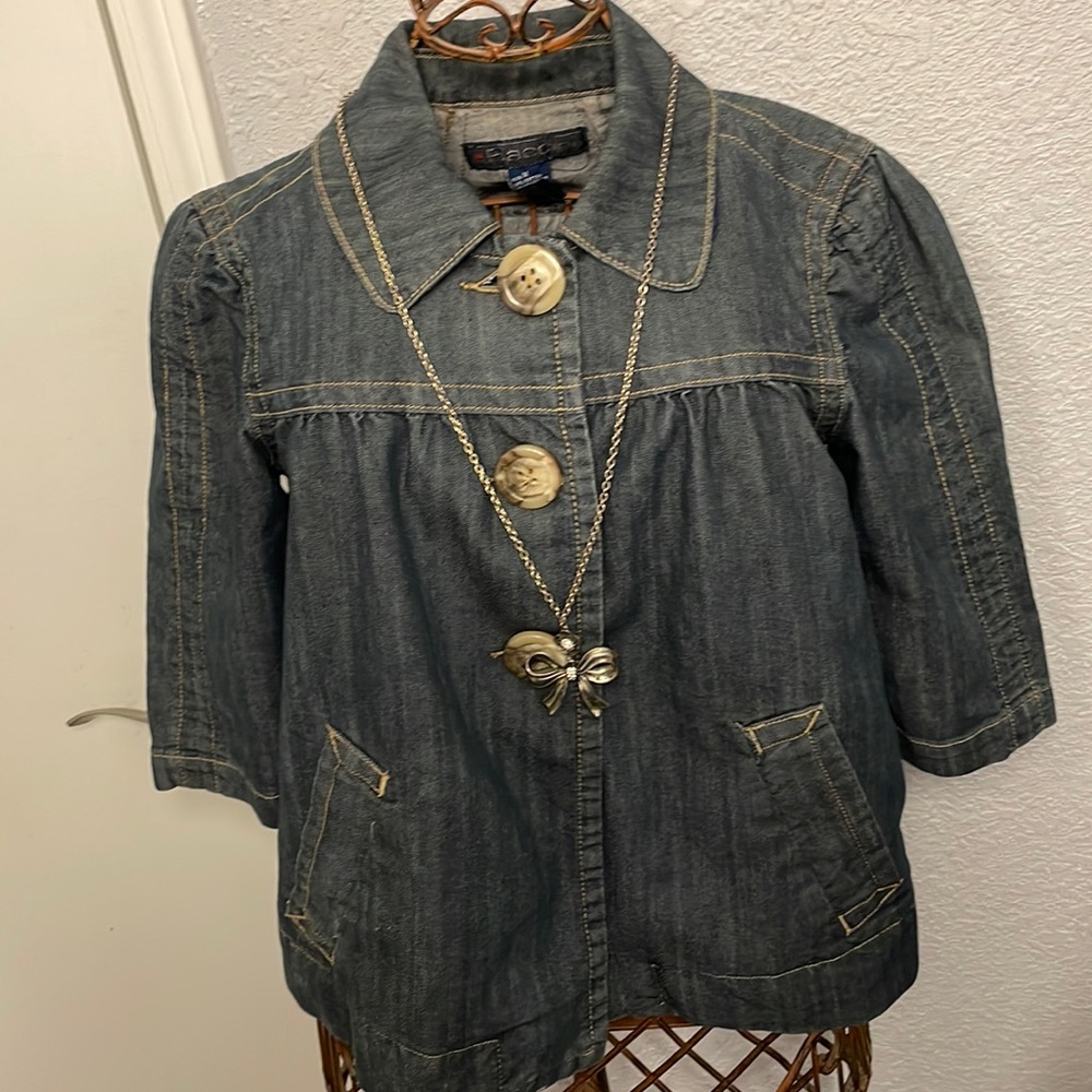 Baccini Womens denim crop jacket, size medium